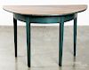 Painted pine demilune table