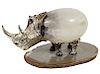 Sterling, Rock Crystal & Agate Rhino Figurine