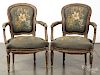 Pair of French painted fauteuils