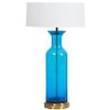 Large Blenko Blue Urn Glass Lamp, Wayne Husted