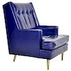 Dunbar Leather Lounge Chair on Brass Legs by Edward Wormley