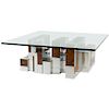 Paul Evans Cityscape Coffee Table, Burl Wood and Chrome