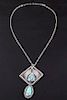 Navajo Sterling Silver Morenci Turquoise Necklace
