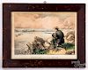 Currier & Ives Shooting on the Beach lithograph