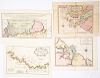 Four Bellin 1754 hand colored maps
