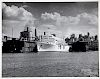 Four black and white passenger ship photographs