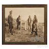 Large Framed Photograph by Joseph K. Dixon, "Here Custer Fell (Four Crow Scouts at   Custer Battlefield),"