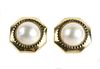Ladies 14k Gold & Pearl Octagonal Earrings