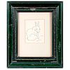 An ink on paper drawing of a rabbit by Nina K. Brisley (1898-1978) signed lower right and dated 1922.