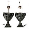 Pair of faux marble urn lamps.