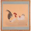 A 19th century Chinese watercolor of a rooster and hen signed lower right.
