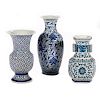 Three Chinese blue and white vases.