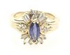 Ladies 14k Yellow Gold, Diamond & Sapphire Ring