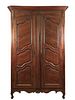 French Provincial Oak Two Door Armoire, 19th C.