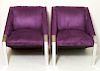 Modern Arm Chairs w Purple Suede Upholstery, Pair