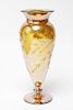Iridescent Floral Etched Art Glass Vase