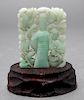 Chinese Carved Openwork Jade Plaque w Figure