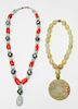 Chinese Jade Coral & Enameled Metal Necklaces