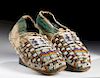 19th C. Plains Beaded Leather Moccasins, Ex-Museum