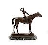 P.J. Mene, Jockey on Horse Bronze Sculpture