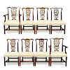 Set of 8 Chippendale Style Walnut Dining Chairs