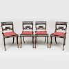 Set of Four Late Federal Stenciled and Caned "Fancy" Side Chairs, possibly by John Banks, New York