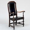 William and Mary Style Maple "Leather-Back" Armchair