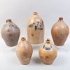 Five American Salt Glazed Stoneware Jugs