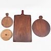 Group of Three Wood Cutting Boards and a Wood Cog