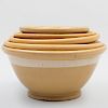 Group of Eight Yellow Ware Pottery Bowls