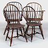 Group of Four Hoop Back Windsor Chairs