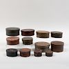 Group of Twelve Circular Painted Wood Pantry Boxes and Covers