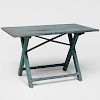 Small Green Painted Trestle Work Table