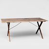 Pine Sawbuck Table with Metal Supports