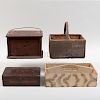 Three Painted Wood Cutlery Boxes and a Spice Box