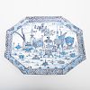 Dutch Delft Blue and White Octagonal Footed Tray