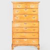 Chippendale Style Tiger Maple Tall Chest of Drawers