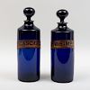Pair of Victorian Cobalt Glass Apothecary Jars with Stoppers