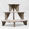 White Washed Wood Three-Tiered Plant Stand