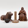 Group of Four Carved Wood Objects