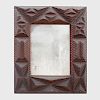 Carved and Painted Wood Tramp Art Mirror