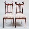 Pair of American Aesthetic Movement Carved Mahogany Side Chairs, Attributed to Herts