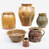 Group of Six Glazed Pottery Vessels