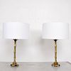 Pair of 1950s Pepe Mendoza Bamboo Faux Table Lamps