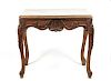 Continental Marble Top & Walnut Console Table