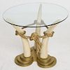 Hollywood Regency Pair of Side Tables Faux Ivory and Bronze by Valenti, Spain