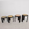 Mexican Modernist Set of Four Nesting Tables in Goatskin and Leather