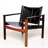 Safari Armchairs Leather and Rosewood Michel Arnoult