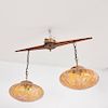 Mid-Century Modern Mexican Modernist Chandelier with Custom Glass Amber Shades