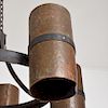Pair of Hanging Light Fixtures Iron and Copper, Modernist Brutalist